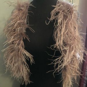 Gorgeous vintage feather and silk cropped vest
